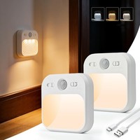 Nachtlicht Mit Bewegungsmelder 2 StüCk USB-C Aufladbar Dimmbar 3 Modi Warmweiß