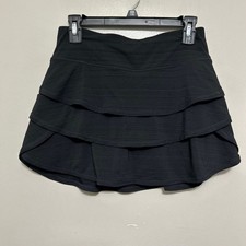 Ideology Athletic Skort S Black Tiered Ruffle Zip Pocket Tennis Pickleball Golf