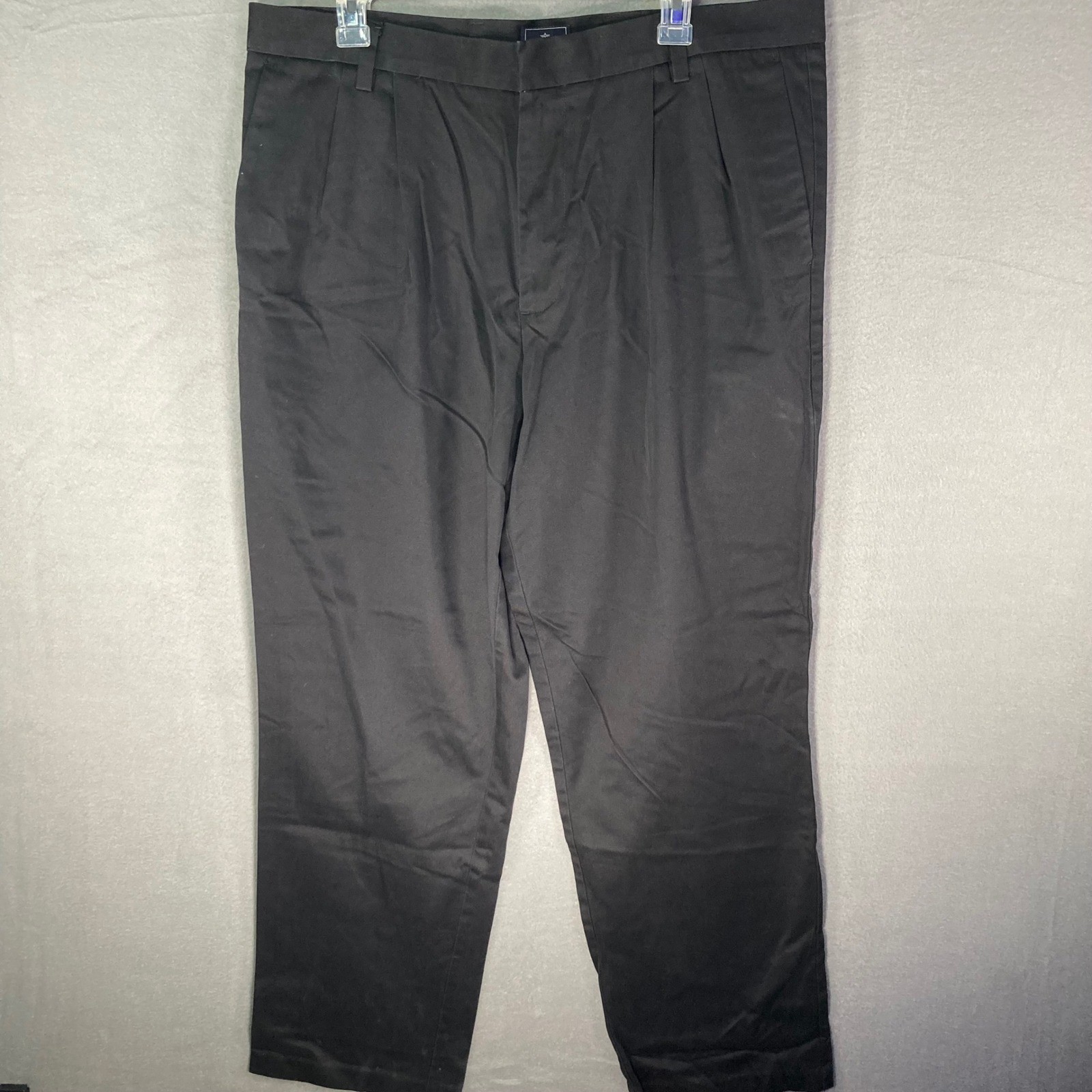 Dockers Mens Dress Pants 38x32 Black Pleated Classic Fit Business Casual