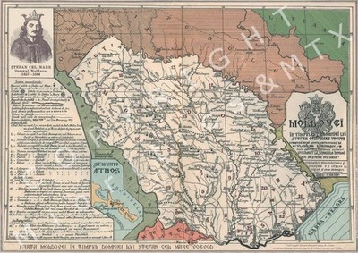 Poster Harta Moldovei in timpul domniei lui Stefan cel Mare Voevod (1457-1504) P