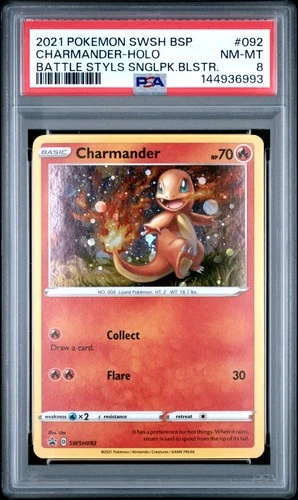 2021 POKEMON SWSH BLACK STAR PROMO #092 CHARMANDER-HOLO PSA 8