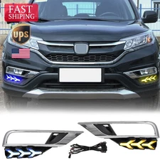 1Pair LED DRL Front Bumper Fog Light Lamp Steering Fits Honda CRV CR-V 2015-2016