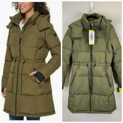 DKNY Green Puffer Coat Size S NWT Hooded Winter Snow Ski Sledding Outdoor Women