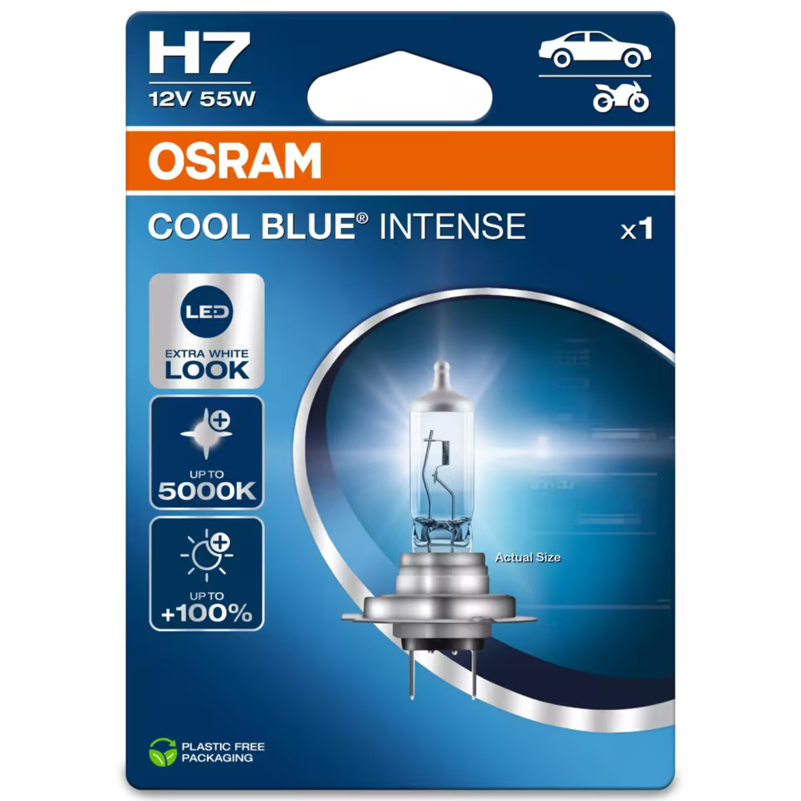 OSRAM H7 55W Cool Blue Intense Car Bulbs High Brightness Halogen 5000K Light