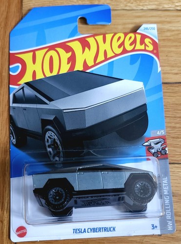 Hot Wheels Tesla Cybertruck 246/250 - Modèle Réduit Diecast 1:64, Série HW Rolling Metal - Neuf Sous Blister