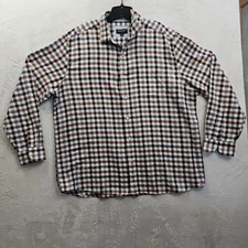Johnston Murphy Shirt 2XL Long Sleeve Button Up Multicolor Brown Plaid 