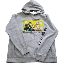 Demon Slayer Gray Anime Hoodie Large Kimetsu no Yai Tanjiro Inozuke Jenitsu