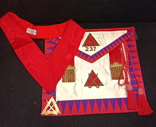 MASONIC CEREMONIAL PRINCIPALS APRON & NECK SASH WITH ROYAL ARCH CHAPTER SENTINEL