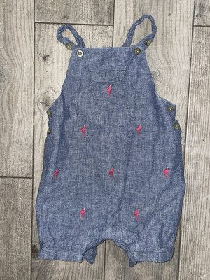 Toddler Boys Janie & Jack Flamingo Denim Shorts Romper Outfit 18-24 Months EUC