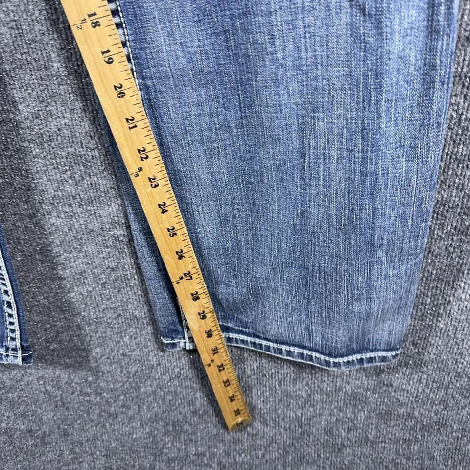 Pantalones de mezclilla BKE Tyler para hombre 34R azul lavado medio pierna recta punto en contraste Foto 3 de 4