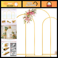 Gold Metal Wedding Arch Backdrop Stand Set of 3 - 7.2FT, 6.6FT, 6FT for Party, B