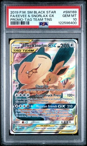 Eevee & Snorlax Gx SM169 PSA 10  Black Star Promo Pokemon Card Game