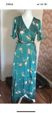 Baltic Born Amara Teal and Orange Floral Maxi Wrap Dress Size Small NWT