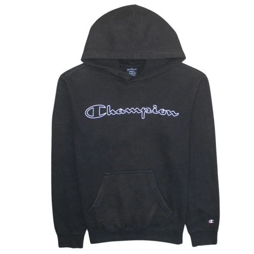 Champion Men’s Black Small Pullover Hoodie with Logo Front