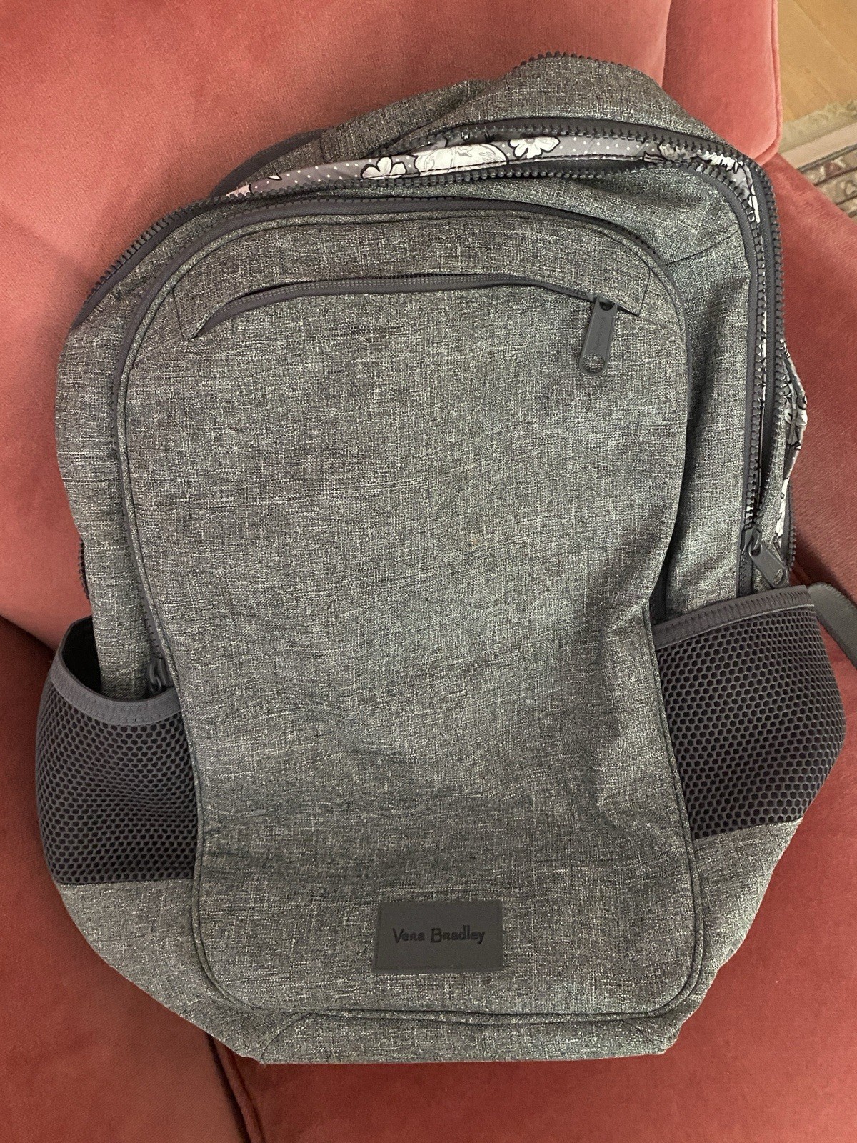 Vera Bradley Grey Backpack With Laptop sleeve and Luggage Sl