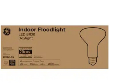 GE Indoor Floodlight LED BR30 Soft White 650 Lumens, Case Of 20 Contractor Pack