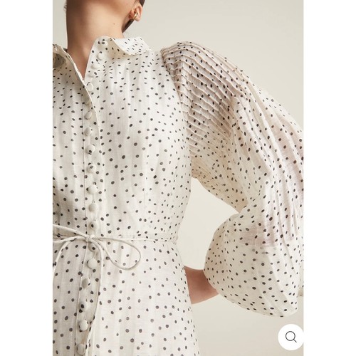 Joslin Dottie Silk Linen Midi Shirt Dress Polka Dot NWT Size 12 - Picture 4 of 18