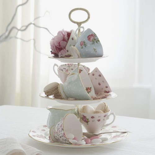 Royal Albert New Country Roses 3-Tier Cake Stand, Mostly White with Multicolored - Picture 2 of 4