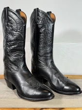 Tony Lama Thieves Market Men’s Cowboy Boots Size 8.5 D Black Calfskin Leather US