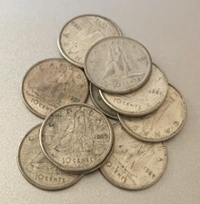 Less Than Melt! $1 FV 80% Junk Silver Canadian Mixed Year 10c