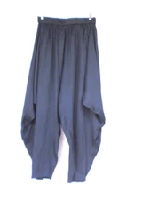 Halston Heritage blue pull-on harem pants OS $245rtl NWOT liquid barrel RETRO