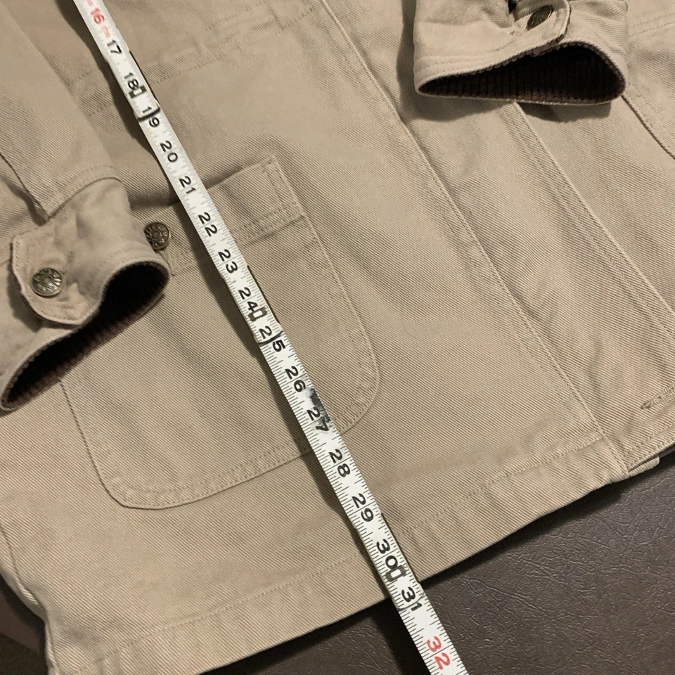 Chaqueta de Colección Denim Co Tareas Abrigo de Granero Adulto L Franela Forrada Pana Años 90 Beige Foto 3 de 4