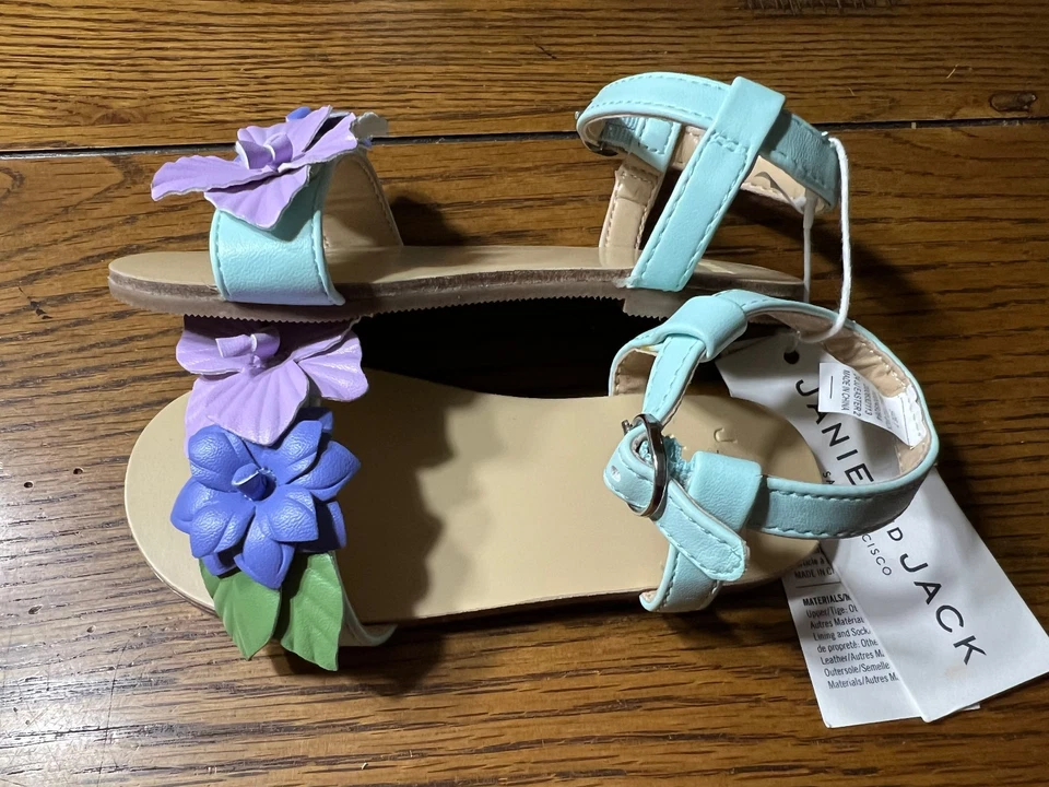 NUEVO CON ETIQUETAS Janie and Jack Room To Bloom Sandalias Flor Como Nuevas Niñas Zapatos Talla 7 Niño Pequeño Foto 4 de 4