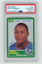 Barry Sanders Signed 1989 Score #257 PSA 10 Auto RC HOF Detroit Lions King Card
