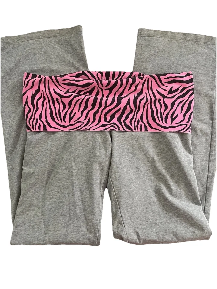 Victoria’s Secret PINK 2011 Flared Zebra Print Fold Over Pants RARE Women’s SZ L - Image 2 of 4