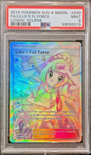 PSA 9 MINT Lillie’s Full Force #230 Full Art Cosmic Eclipse 2019 Pokémon SM ENG