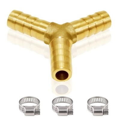 3/8'' Hose Barb Y Shaped 3 Way Union Fitting Intersection/Split Brass Water/Fuel/