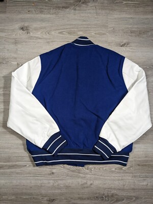 Authentic GIVENCHY Blue Wool Leather Variety Jacket 52 Excellent