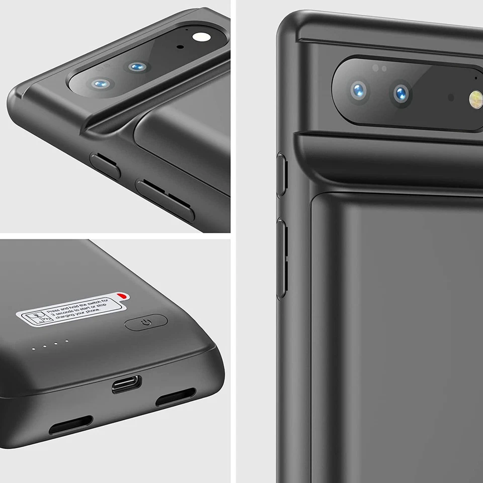 Funda Cargador Batería 10000mAh Para Google Pixel 6 Banco de Alimentación Estuche de Carga Foto 3 de 4