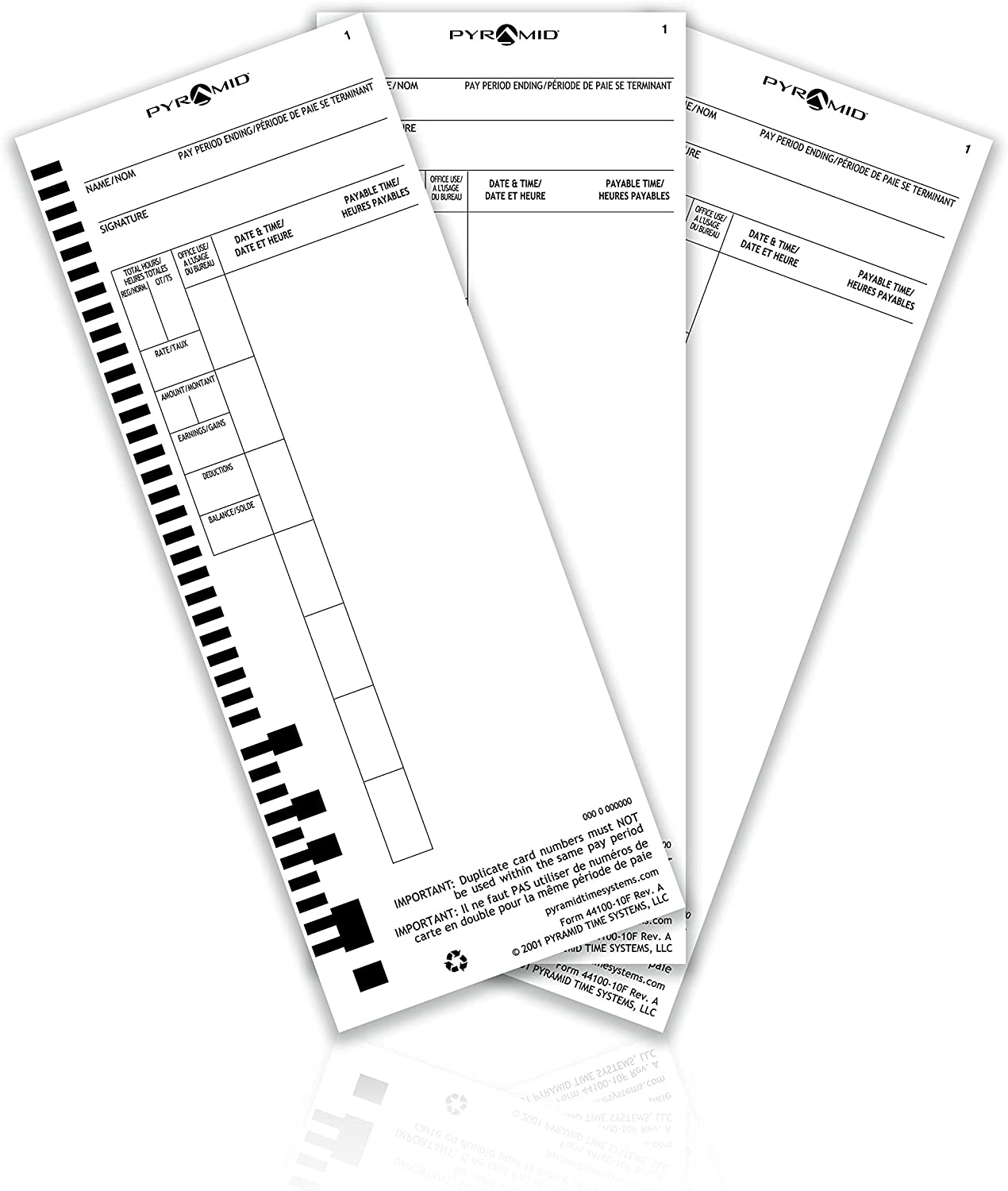 Pyramid Time Systems, 4410010F,100 Pack, Time Cards eBay