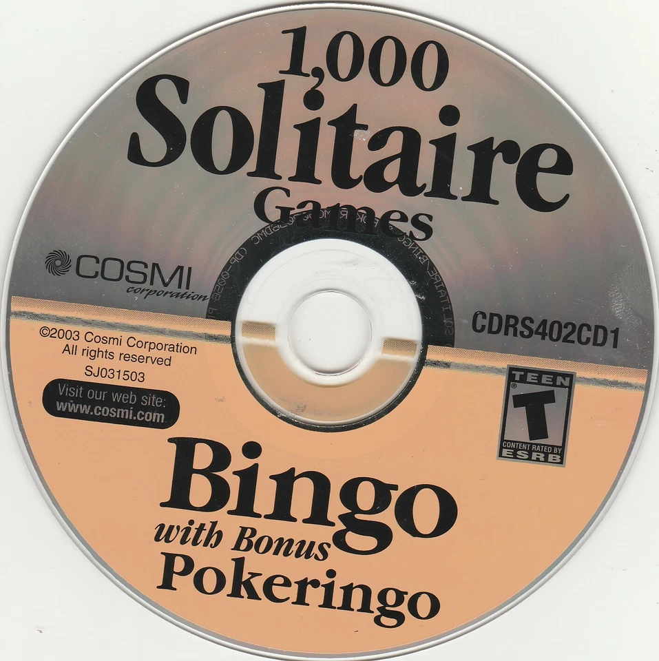 1000 Best Solitaire Games plus Pokeringo Bingo PC CD-Rom by Cosmi  for Win 98/XP - Image 4 of 4