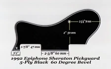 Sheraton 1992 5-Ply Black Pickguard made for vintage Epiphone Guitar w/Bracket 