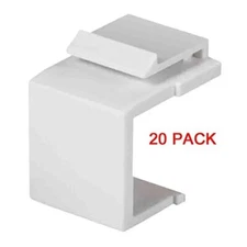 White Snap-In Keystone for Blank Insert Face Wall Plate (20 Pack)