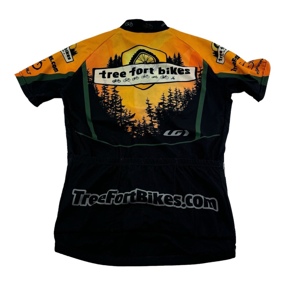 Louis Garneau Tree Fort Bikes Orange Full Zip Cycling Jersey Mens