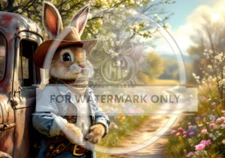 Cowboy Bunny | A4 Rice Paper | Paper for Decoupage | Decoupage Central