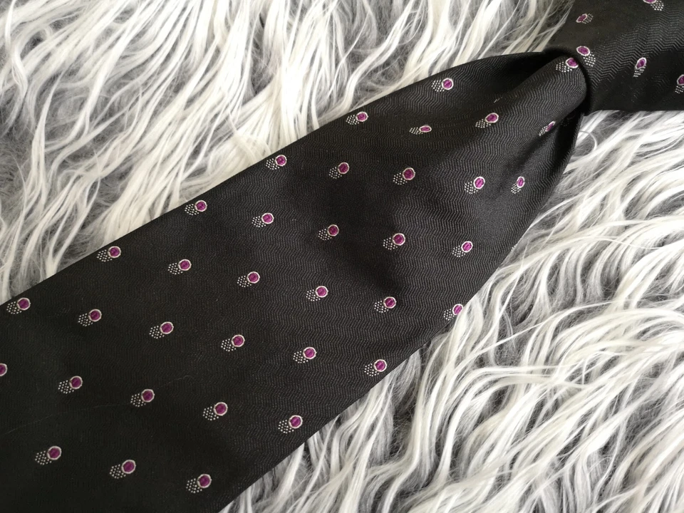 Corbata Ralph Lauren Purple Label HOMBRE NEGRA PÚRPURA LUNARES SEDA Foto 4 de 4