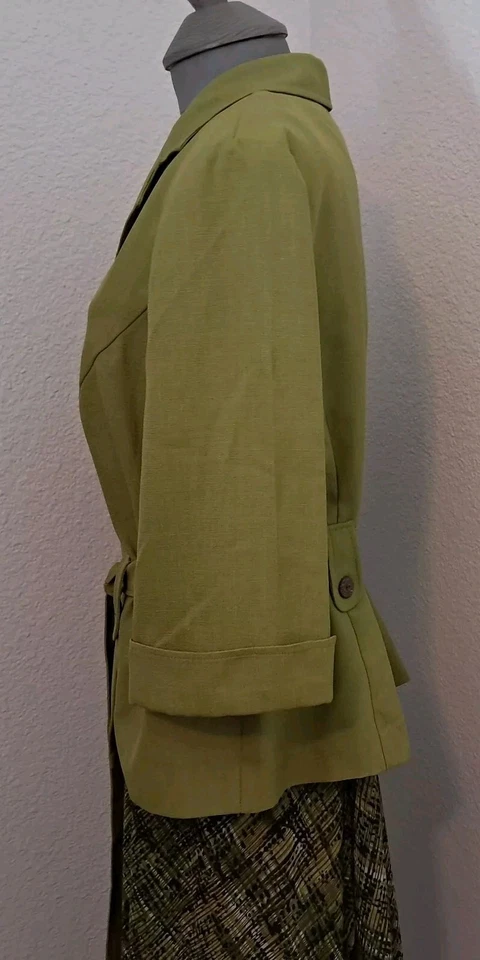 Vtg Dana Kay Skirt Suit Set Womens Sz 16W Green Belted Jacket Abstract Skirt - Image 4 of 4