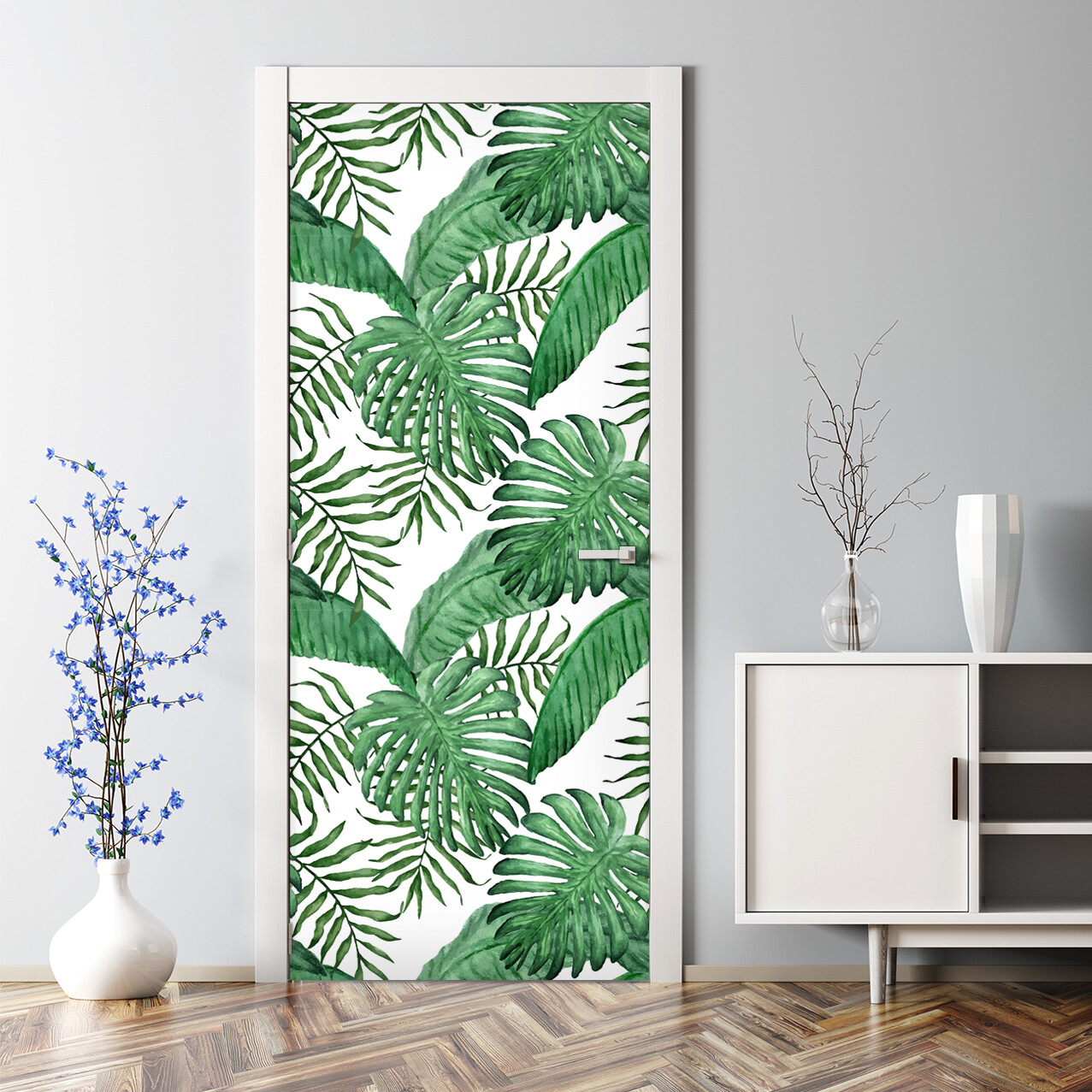 Palm Leaves Bubble Free | Exotic Wall Art | Repositionable Door Decal Decor
