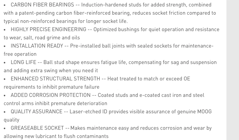 Conjunto de rótula brazo de control MOOG DELANTERO DERECHO INFERIOR para Ford Flex/MKT 13-19 Foto 4 de 4