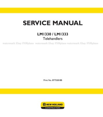 New Holland LM1330 LM1333 Workshop Service Manual Telescopic Handler Telehandler