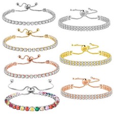 Tennis Bracelet for Women Gold Plated AAA Cubic Zirconia Simulated Diamond Cuff