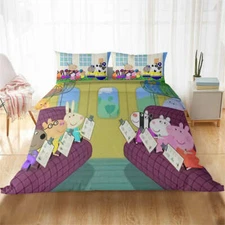 Good Pink Piggy Family Happy 3D Quilt Duvet Doona Cover Set Pillow case Print