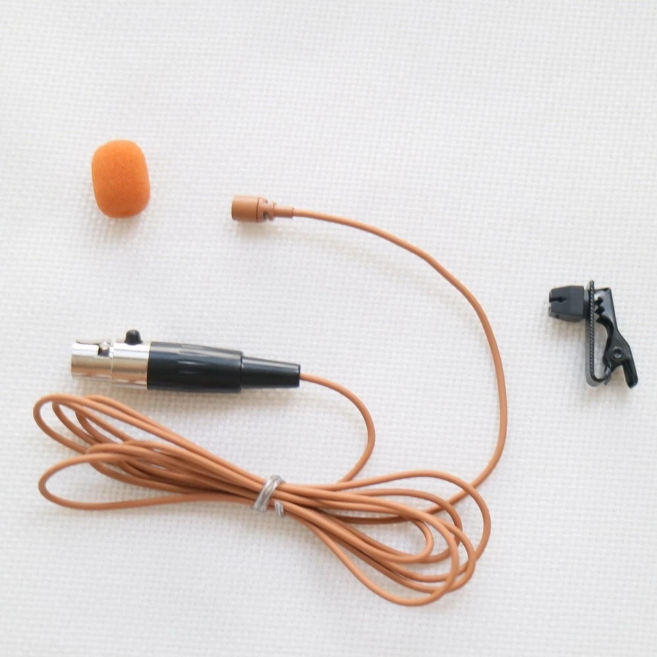 Tan Lapel Microphone For Shure Blet Pack Wireless Transmitter TQG 4Pin Mini Clip - Image 3 of 4