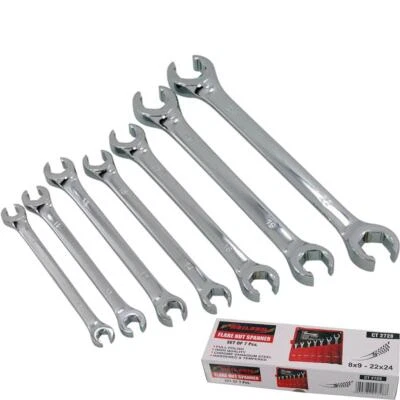 NEILSEN Flare Nut Wrench Open-Ended Brake Pipe Spanner Set 7pc 8mm - 24mm CT2728