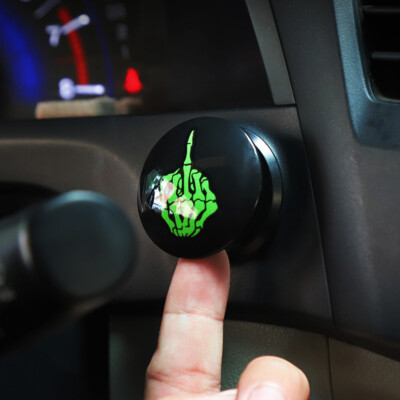 Green Middle Finger Car Engine Ignition Start Stop Button Cover Cap Universal