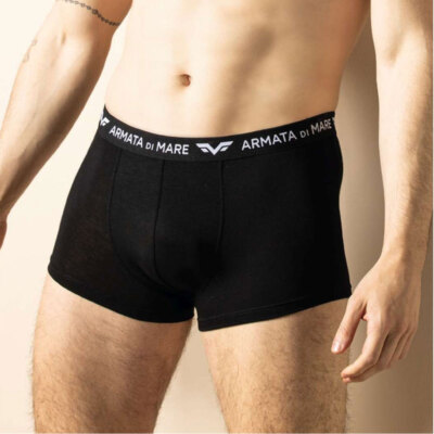 3 Herren Boxershorts Marine Bambusfaser mit Gummizug außen logiert -GT2259